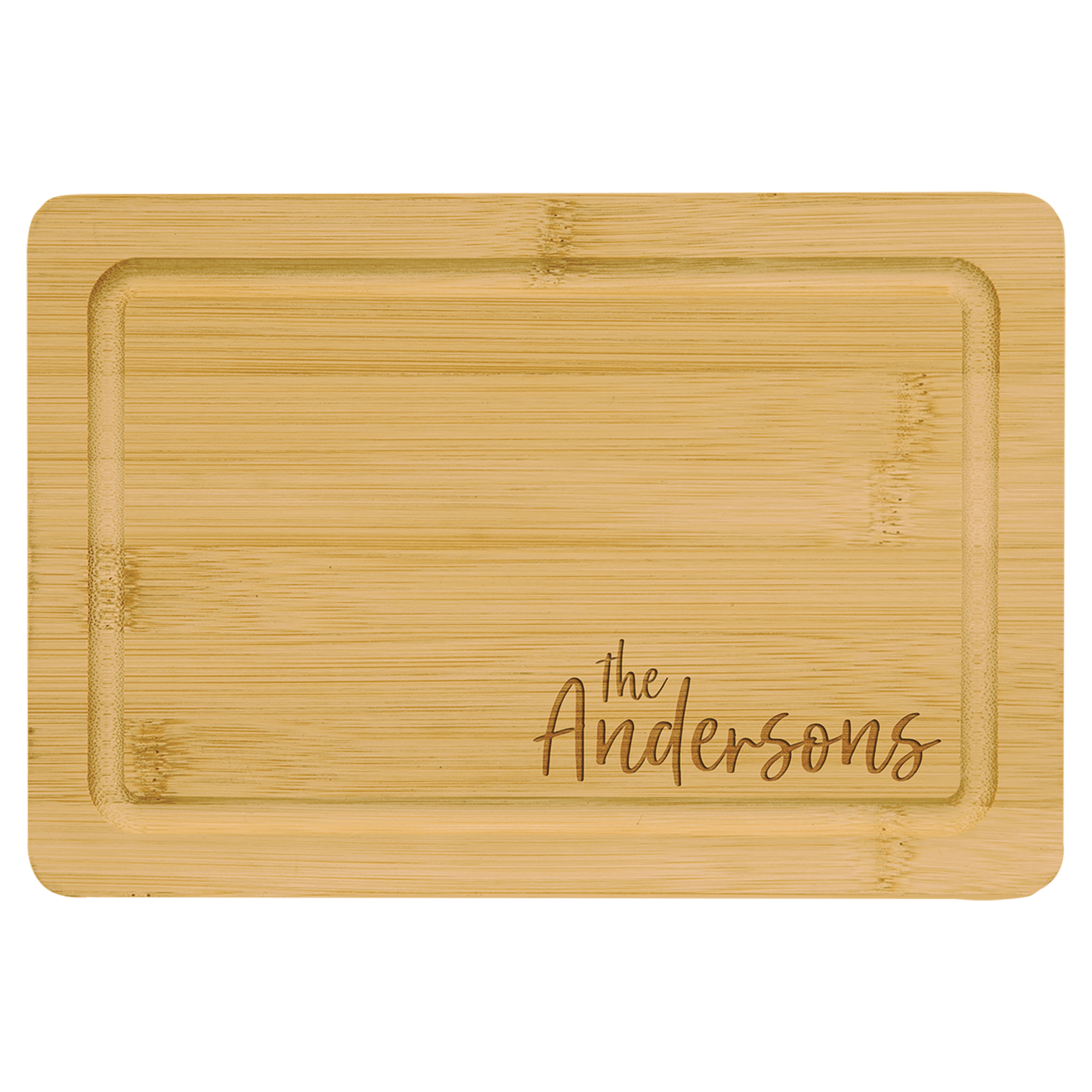 Custom Bamboo Cutting Board with Drip Ring with Laser Engraved Logo - Etchified - GearOne - GFT440