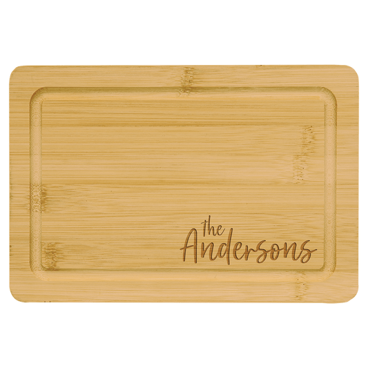 Custom Bamboo Cutting Board with Drip Ring with Laser Engraved Logo - Etchified - GearOne - GFT440