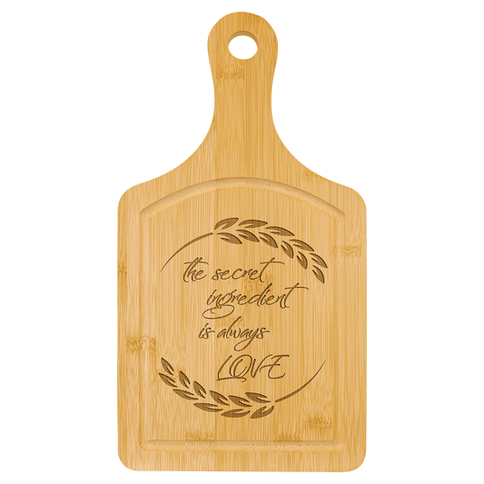 Custom Bamboo Paddle Cutting Boards with Vertical Laser Engraved Logo - Etchified - GearOne - GFT441