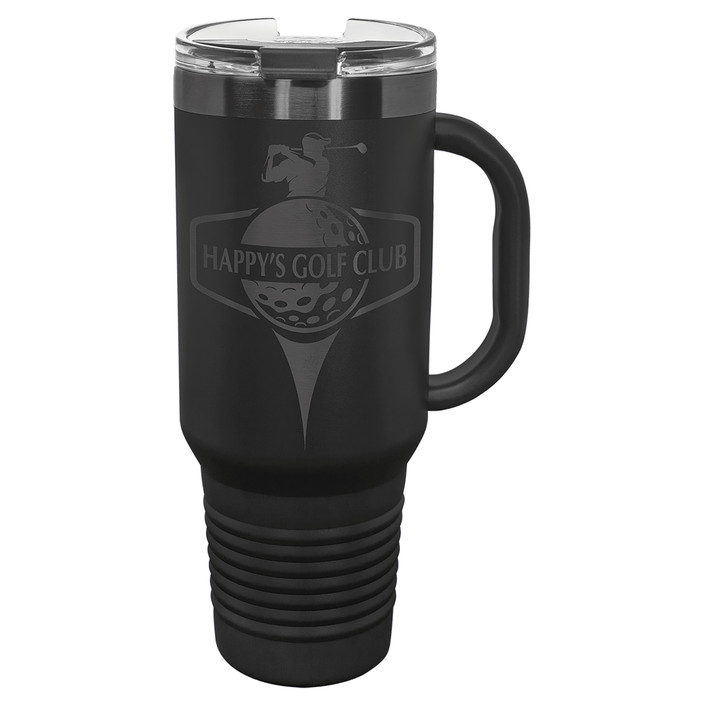 Custom Polar Camel® 40 oz. Ghost Black ION - Plated Travel Mug with Handle & Straw - Etchified - Polar Camel -