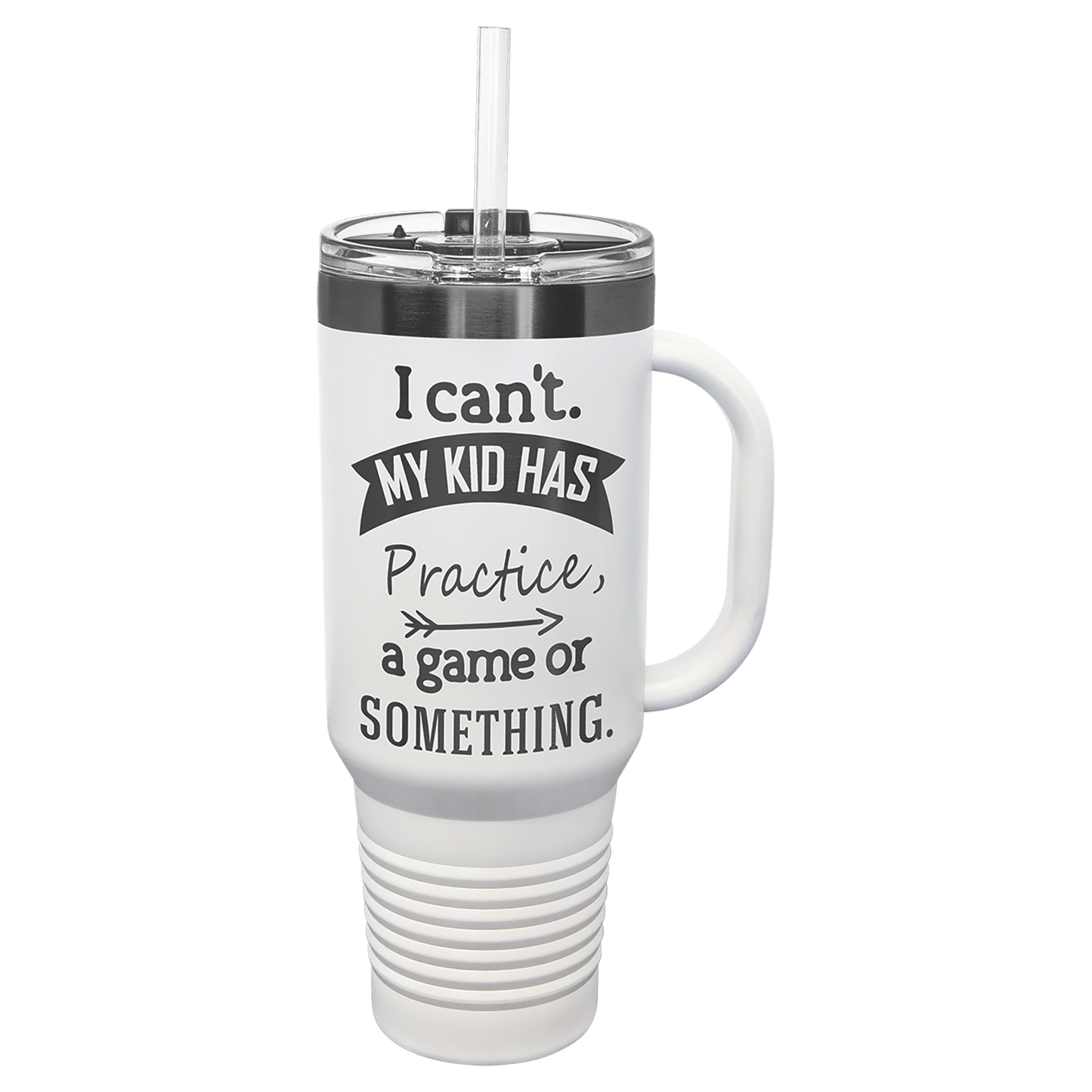 Custom Polar Camel® 40 oz. Ghost Black ION - Plated Travel Mug with Handle & Straw - Etchified - Polar Camel -