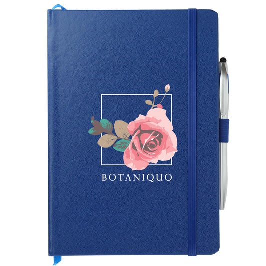 FSC® Mix 6" x 8.5" Crown Journal with Pen - Stylus - Etchified - Etchified - SM-3597BL