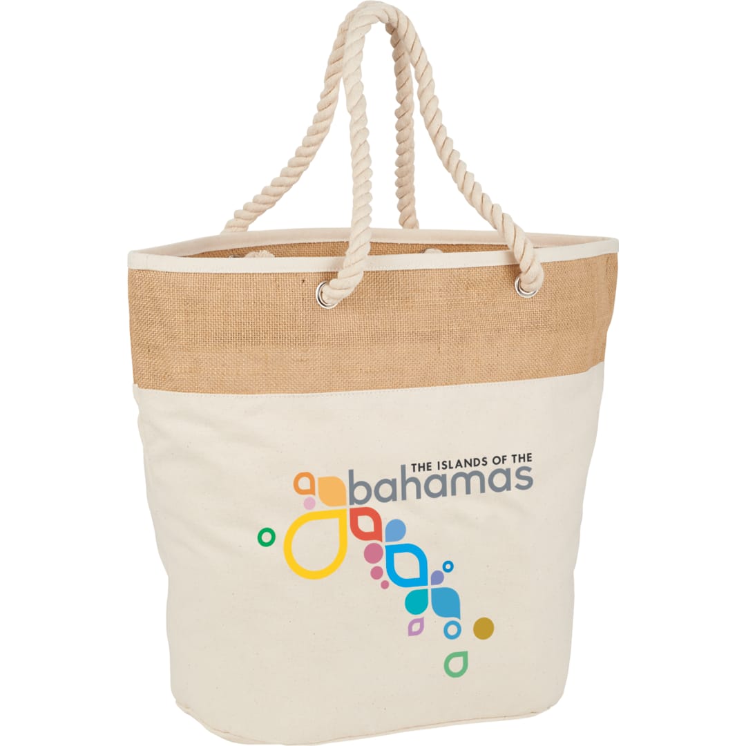 Jute Accent 12oz Cotton Canvas Rope Tote - Etchified - PCNA (Leed's/Bullet/Trimark) - 7900-22-7900-22NT