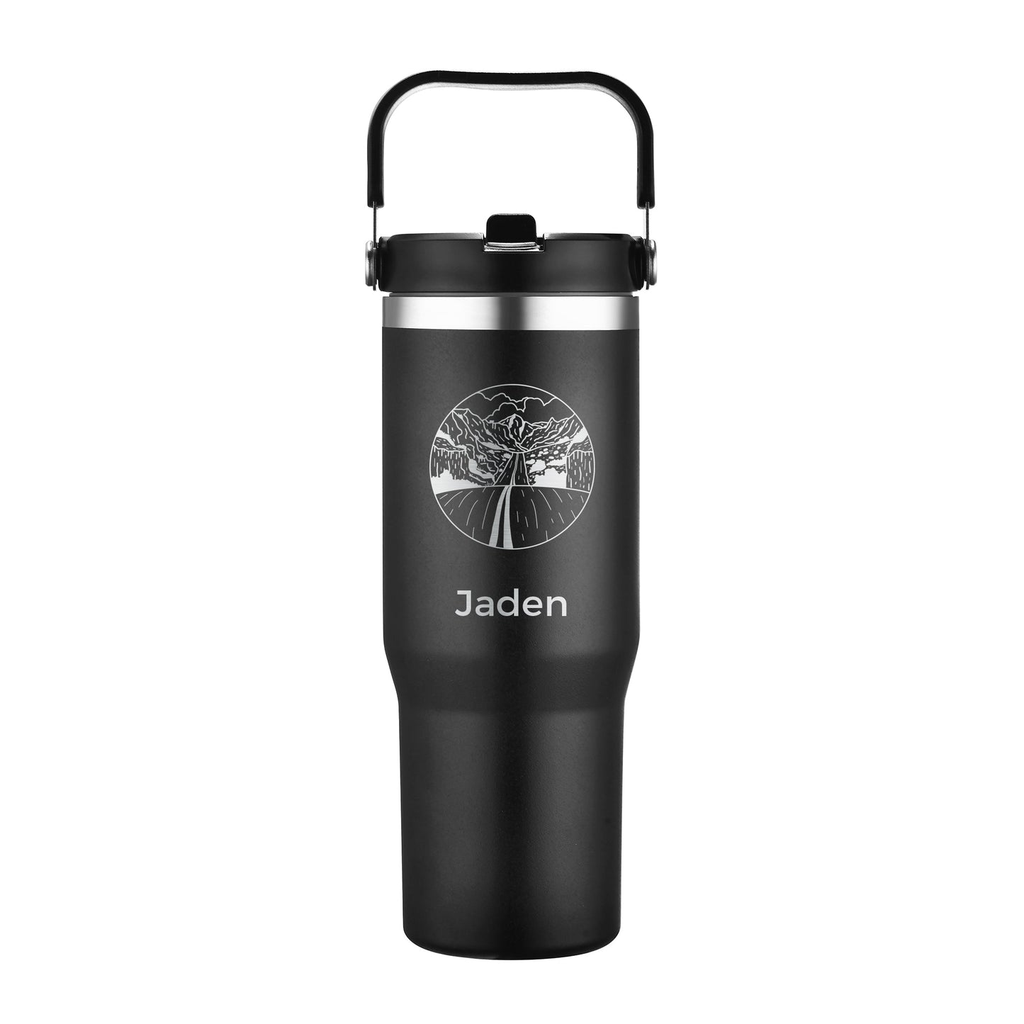 Personalized 30oz Stainless Steel Flip Straw Tumbler - Etchified-Etchified-AC268_BLACK