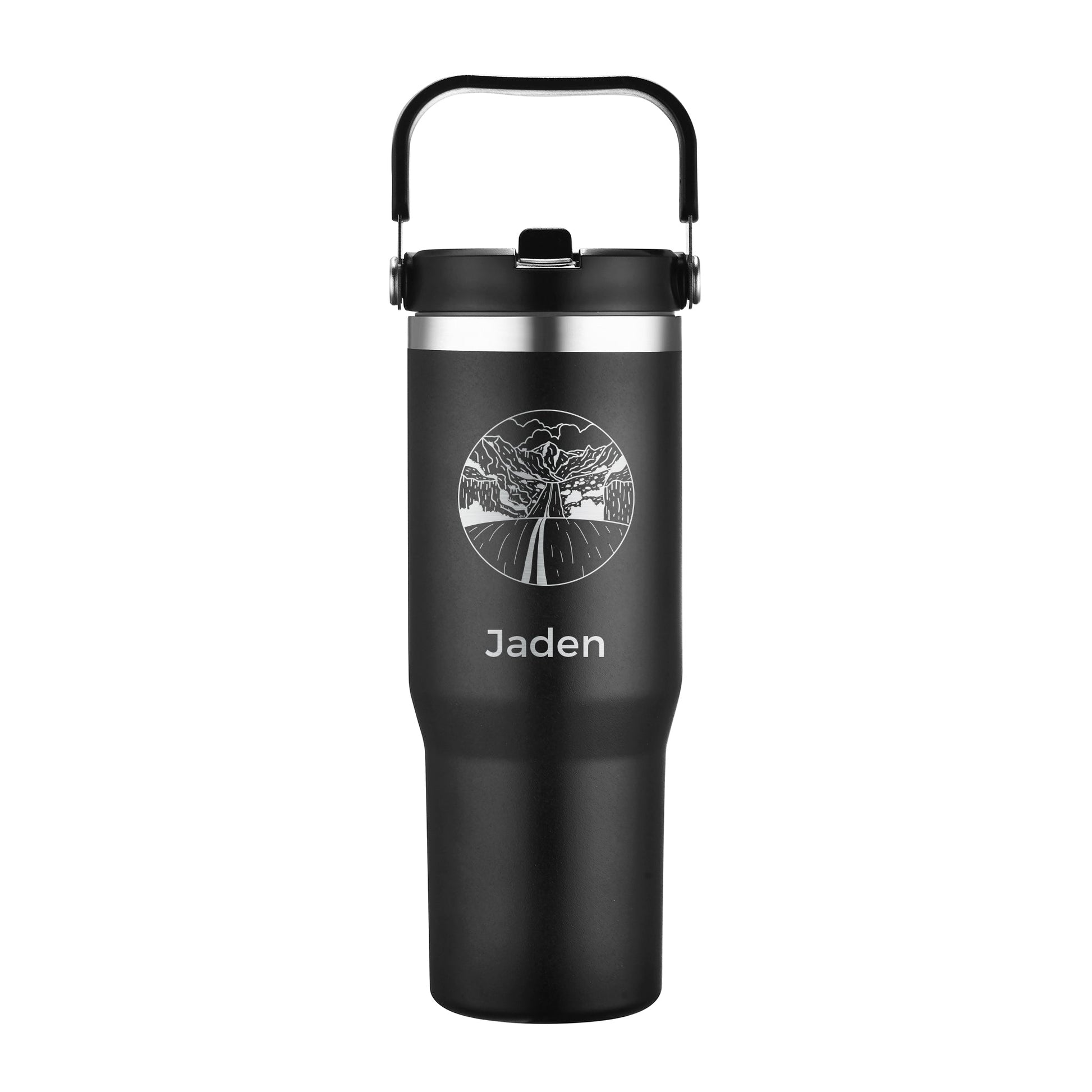 Personalized 30oz Stainless Steel Flip Straw Tumbler - Etchified-Etchified-AC268_BLACK