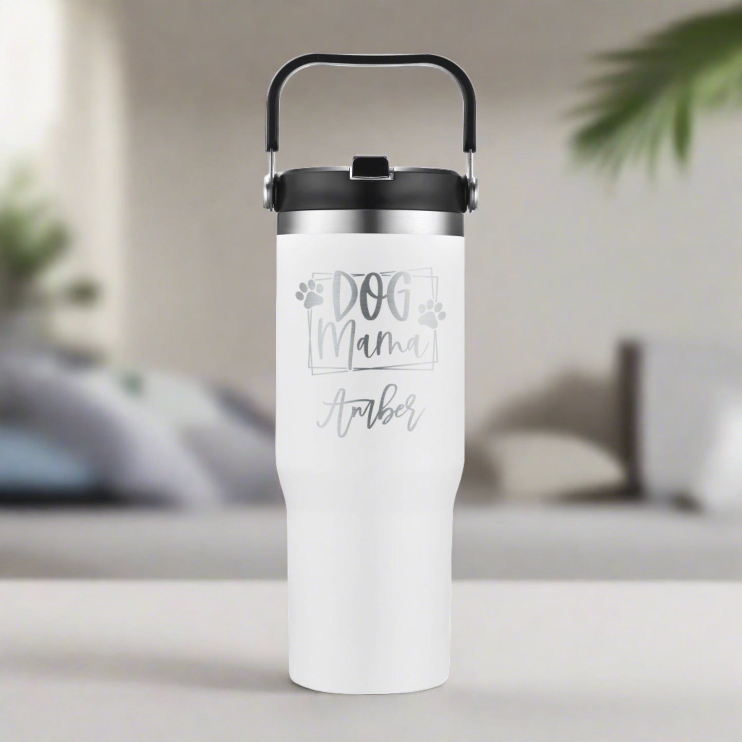 Personalized 30oz Stainless Steel Flip Straw Tumbler - Etchified-Etchified-AC268_WHITE