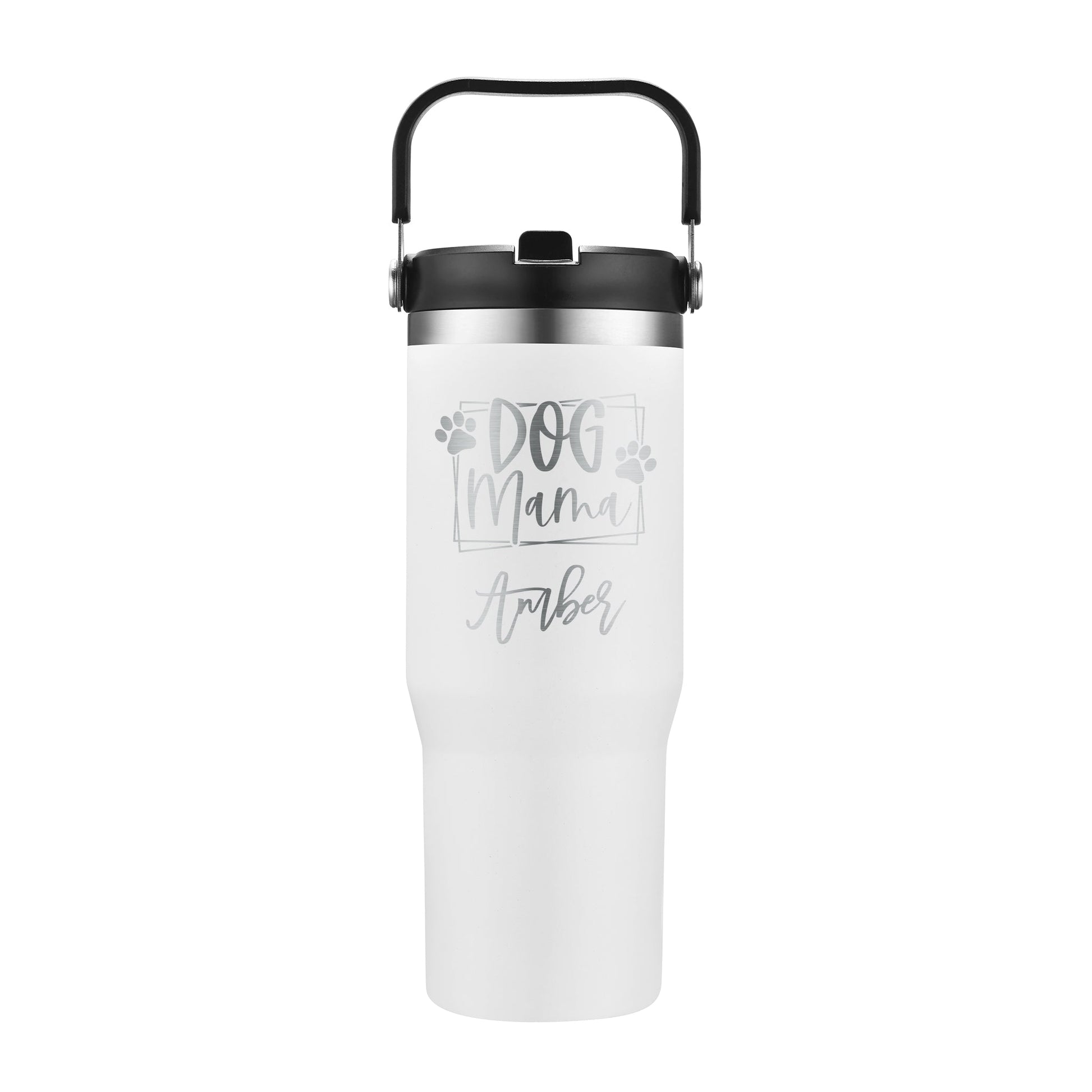 Personalized 30oz Stainless Steel Flip Straw Tumbler - Etchified-Etchified-AC268_WHITE