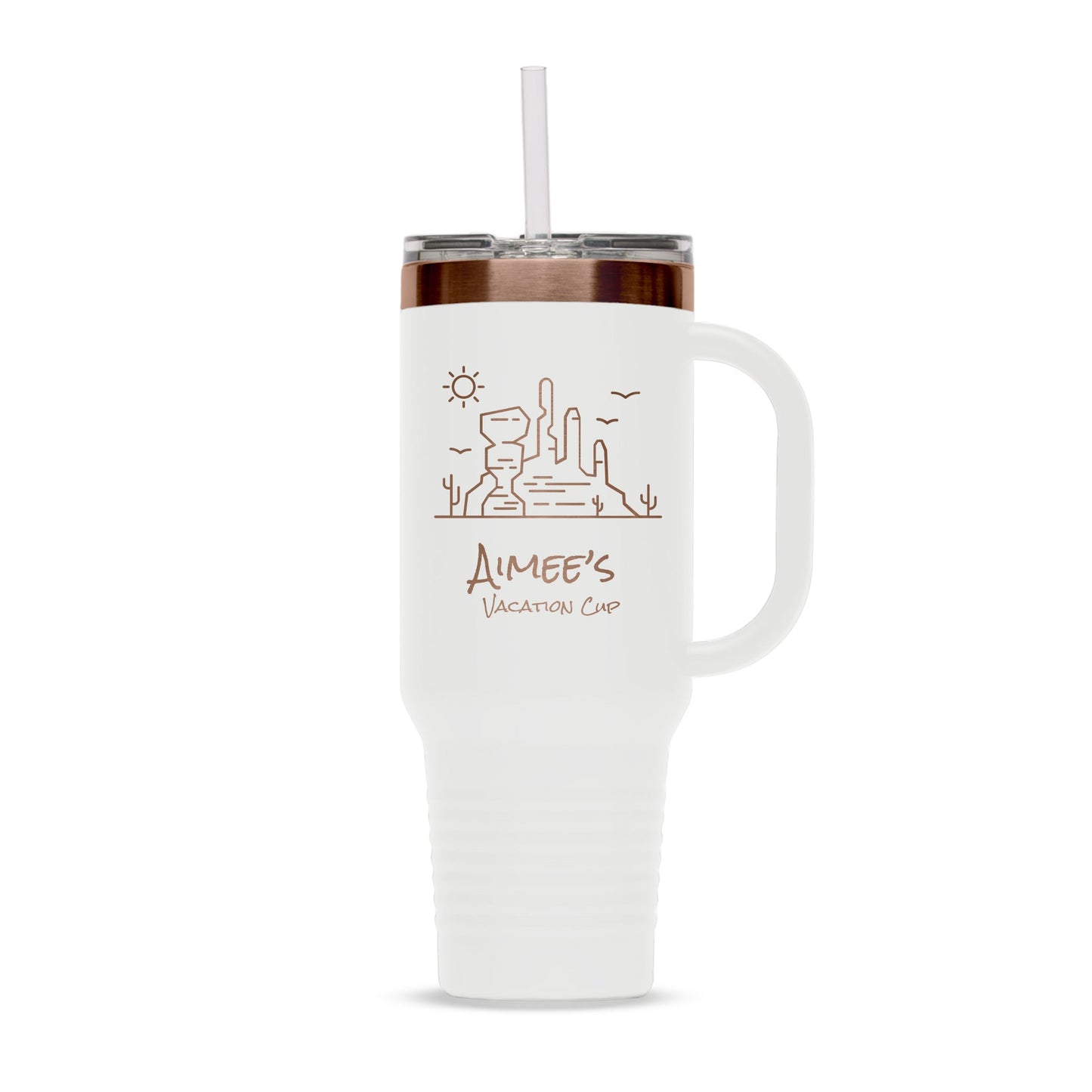 Personalized Ion Plated Rose - Gold 40oz Stainless Steel Tumbler with Flip Lid and Straw - Etchified - Polar Camel® -