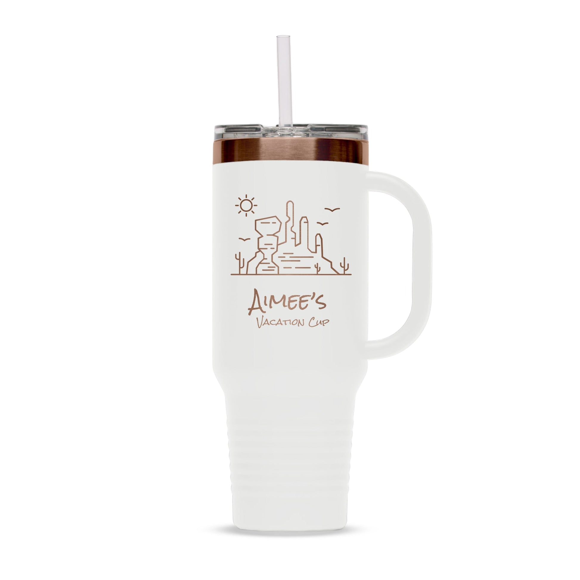 Personalized Ion Plated Rose - Gold 40oz Stainless Steel Tumbler with Flip Lid and Straw - Etchified - Polar Camel® -