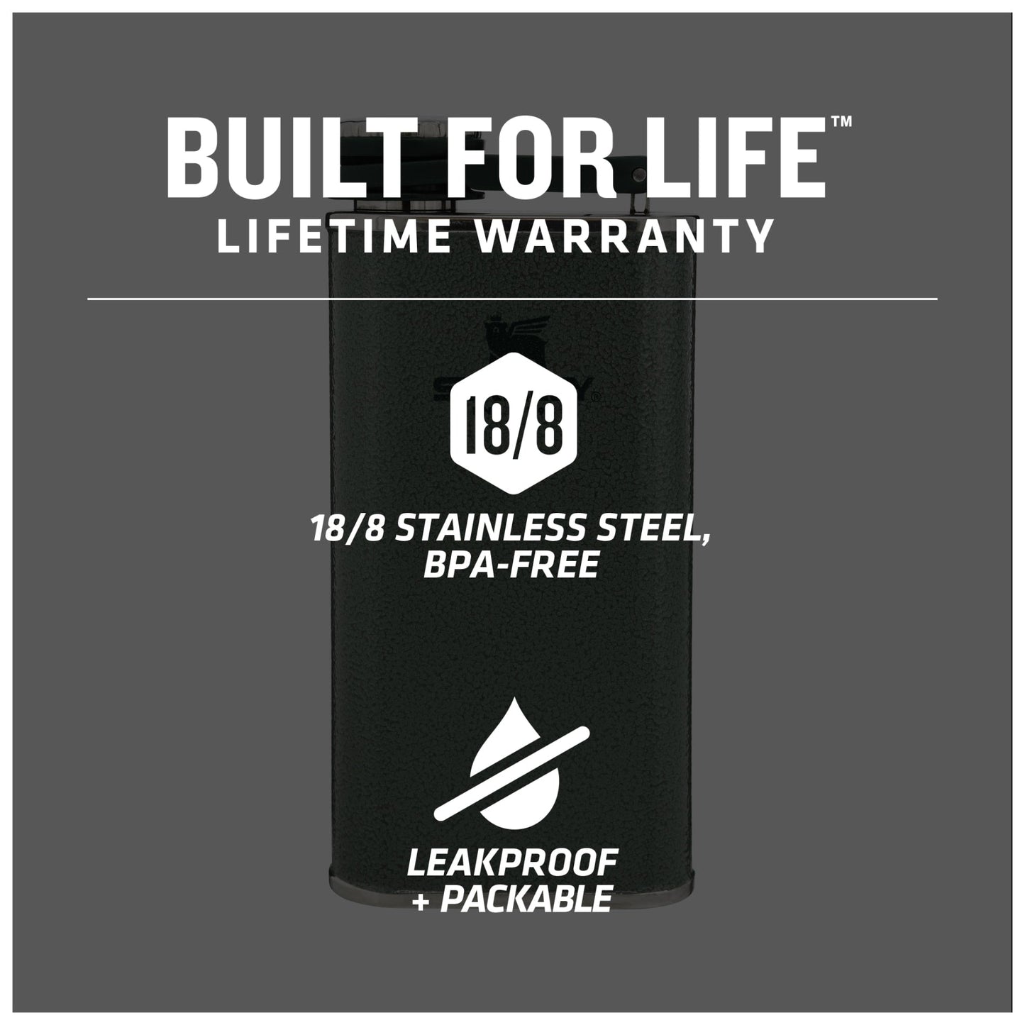 Stanley® Easy Fill Wide Mouth Flask 8oz - Etchified - STANLEY® - 1603 - 05BK