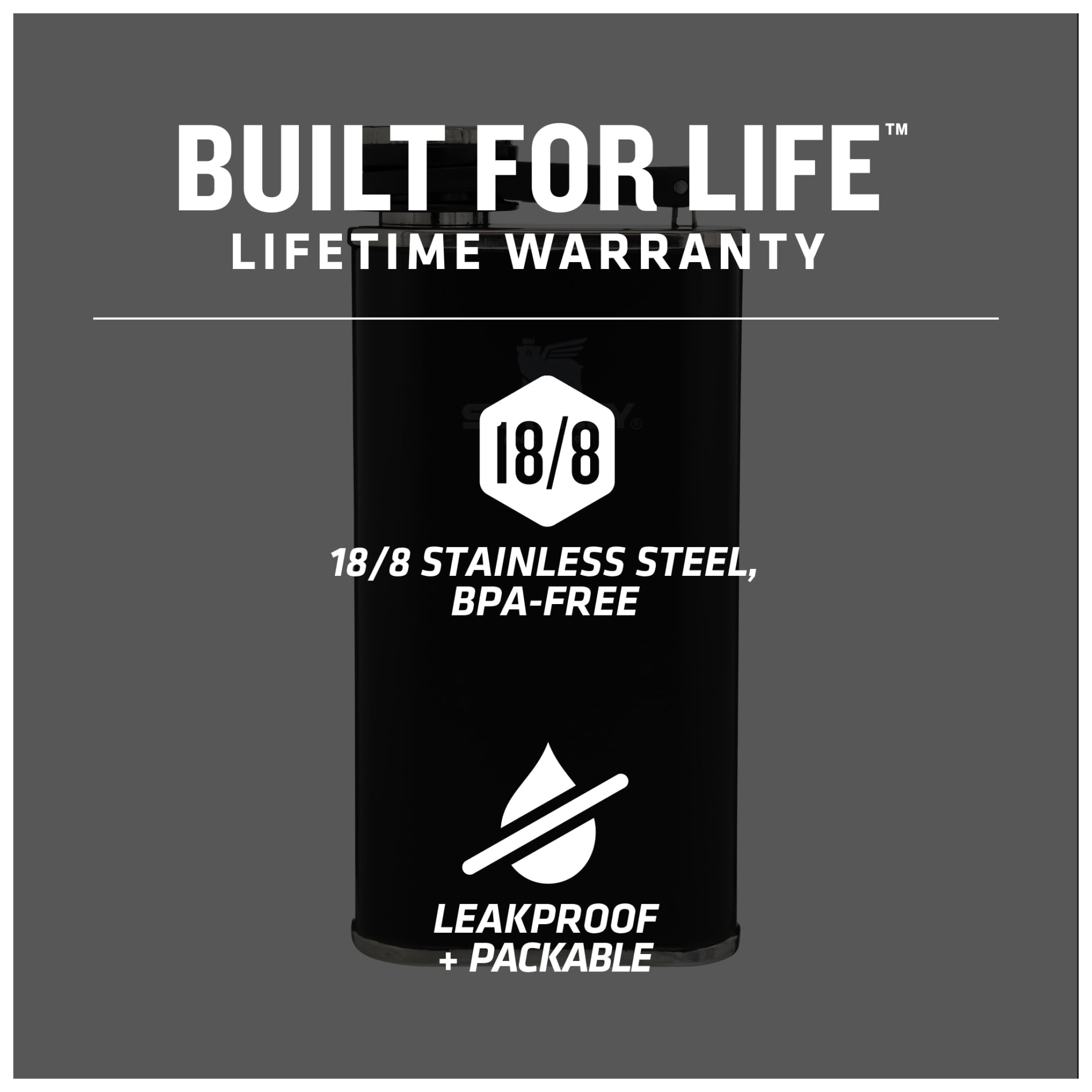 Stanley® Easy Fill Wide Mouth Flask 8oz - Etchified - STANLEY® - 1603 - 05BK