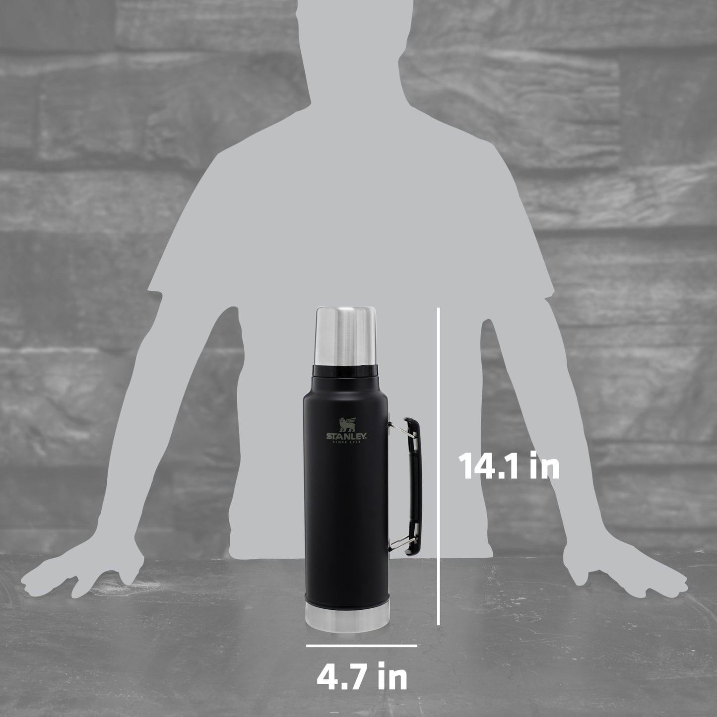 Stanley® Legendary Classic Bottle 48oz 1.5 qt Wide Mouth with Leakproof Cup Lid - Etchified - STANLEY® - 1603 - 14BK