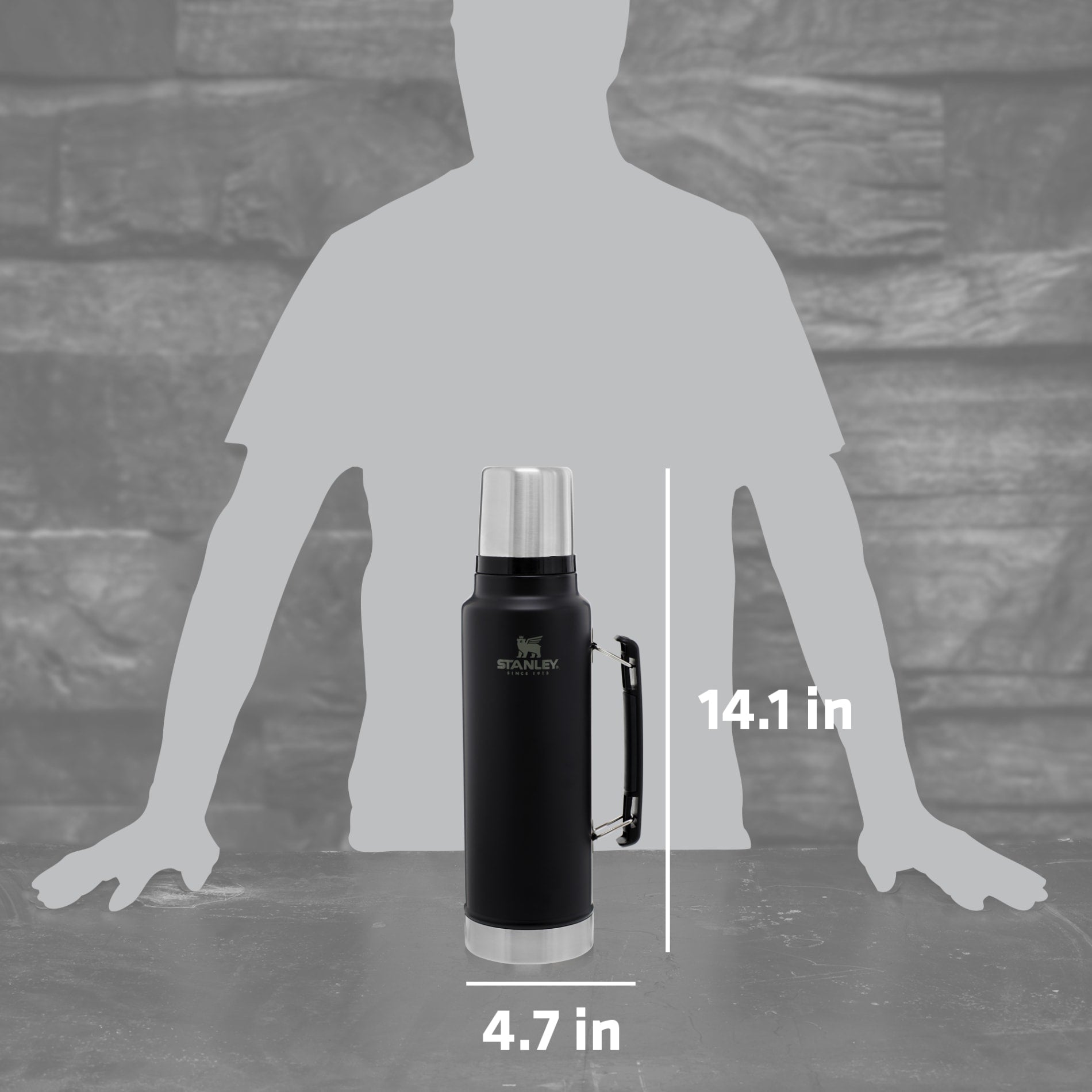 Stanley® Legendary Classic Bottle 48oz 1.5 qt Wide Mouth with Leakproof Cup Lid - Etchified - STANLEY® - 1603 - 14BK