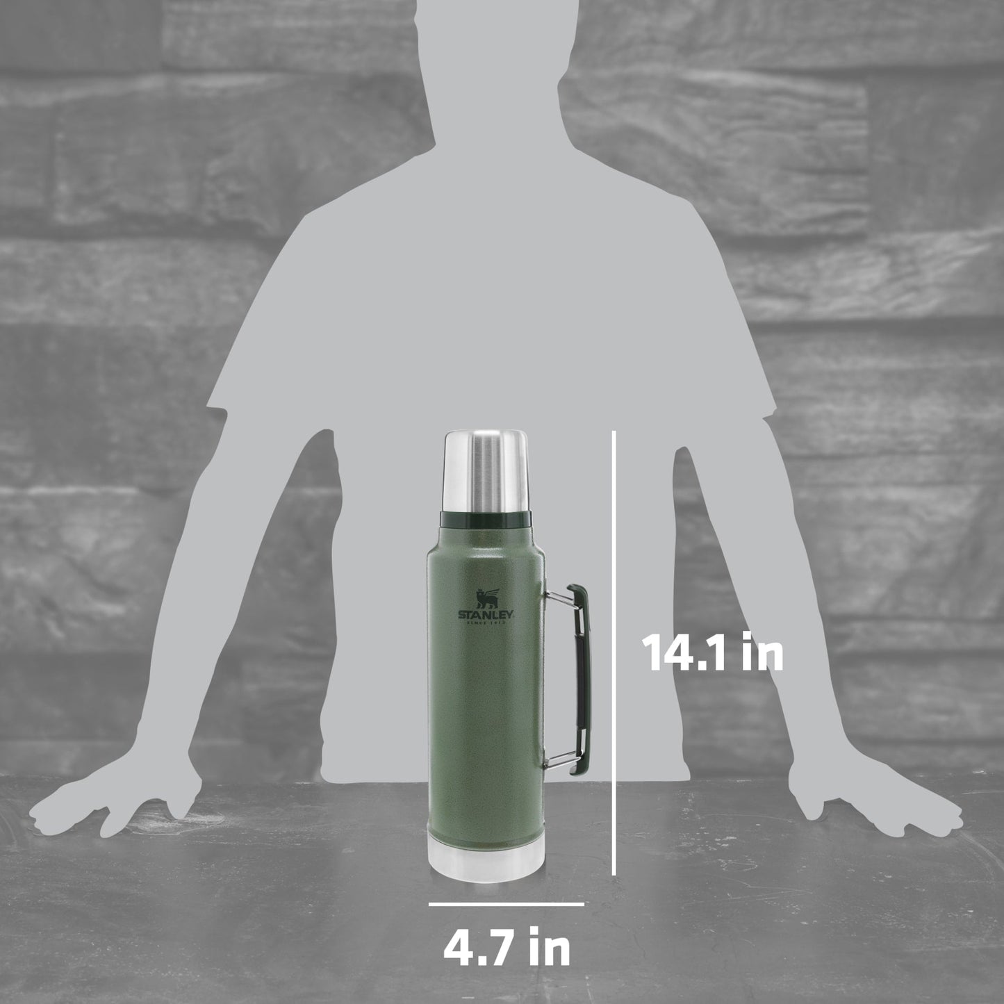 Stanley® Legendary Classic Bottle 48oz 1.5 qt Wide Mouth with Leakproof Cup Lid - Etchified - STANLEY® - 1603 - 14GR