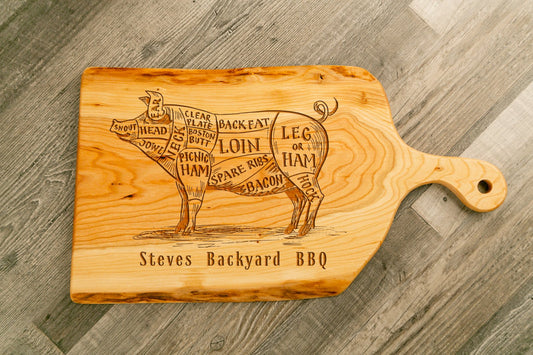 Live-Edge Cherry Artisan Charcuterie/Serving board - 9-12"x 18" with Handle - Etchified-Etchified-2524