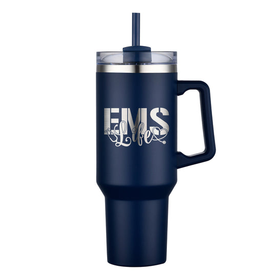 Personalized 40oz Stainless Steel Tumbler With Swivel Lid and Straw - Etchified-Etchified-