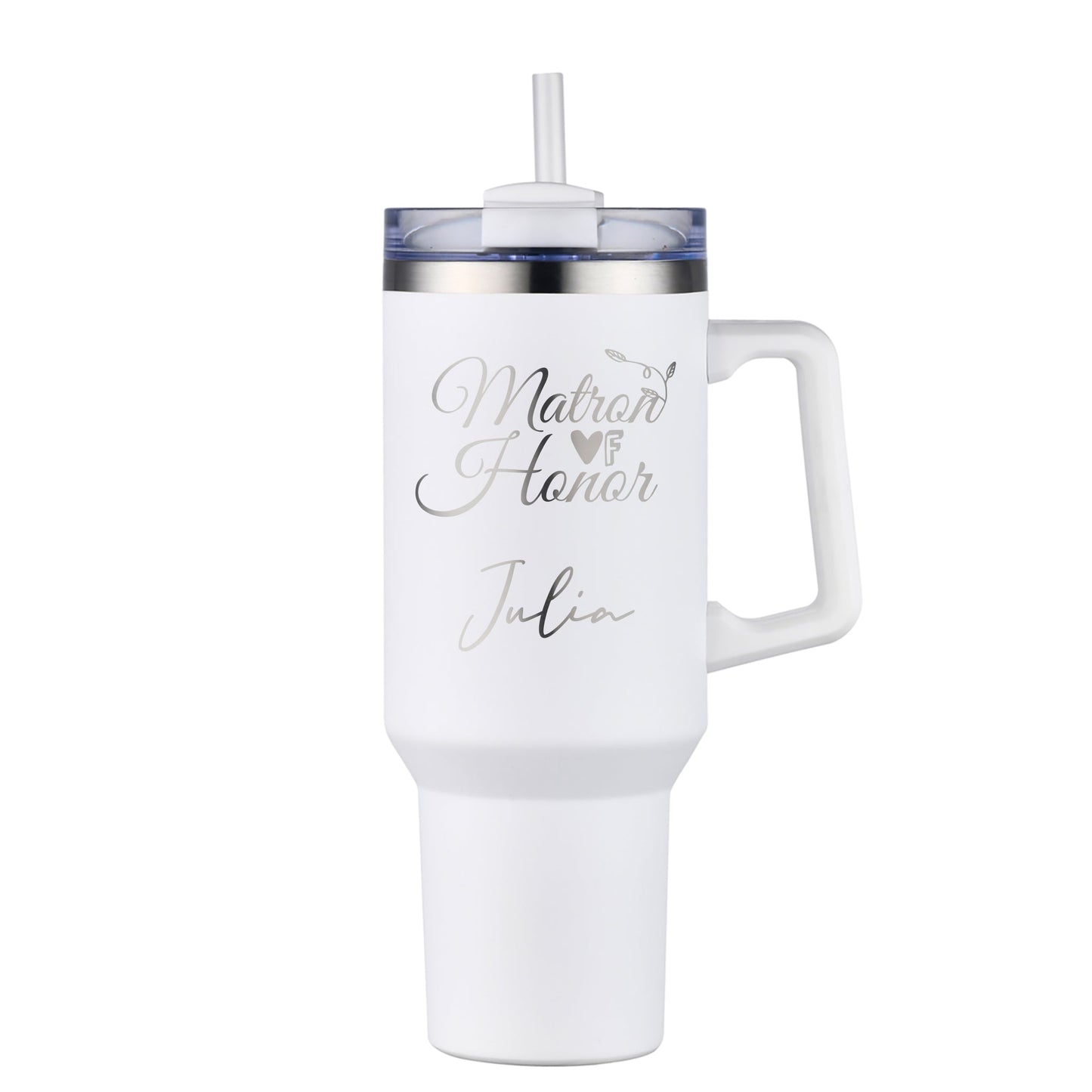Personalized 40oz Stainless Steel Tumbler With Swivel Lid and Straw - Etchified-Etchified-