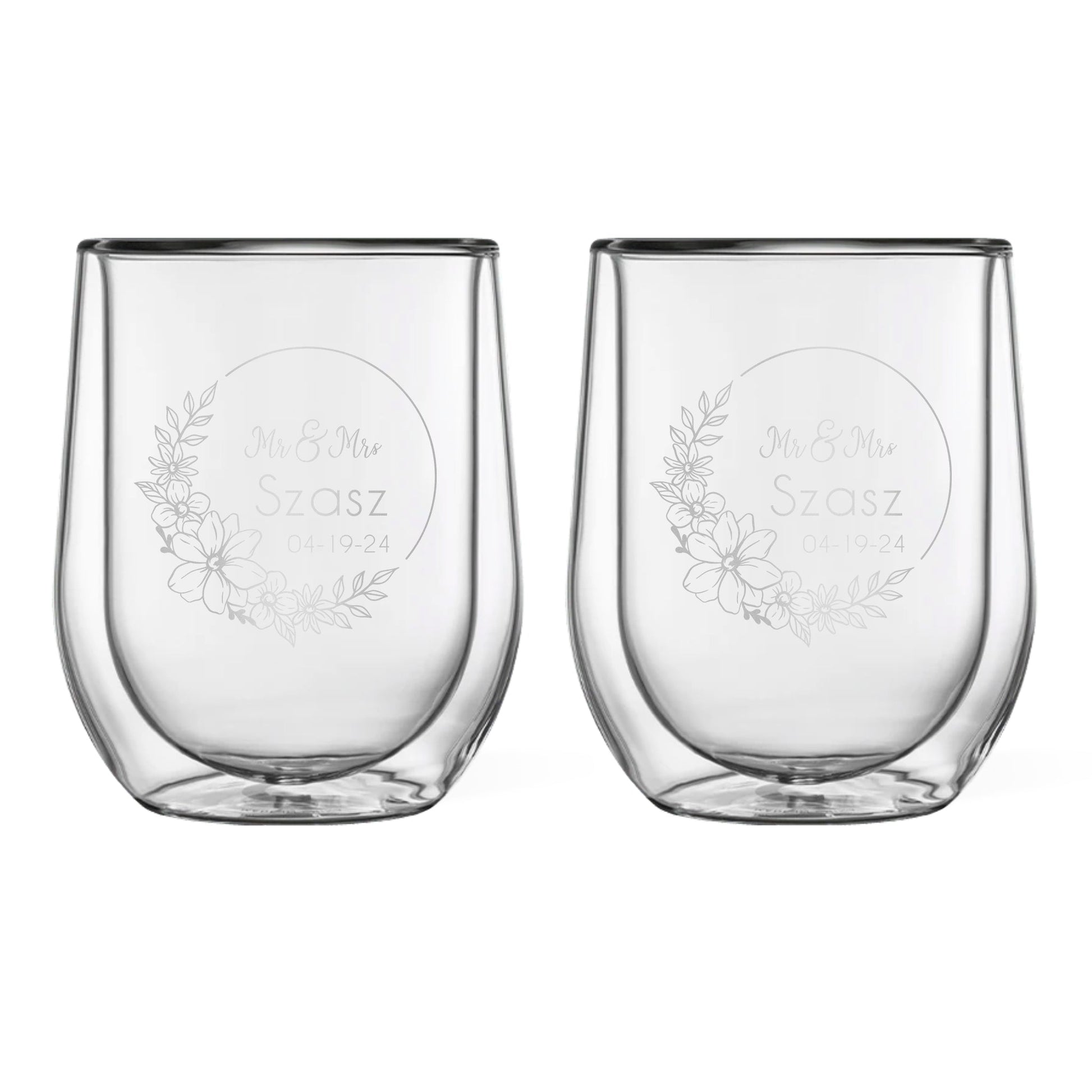 Personalized CORKCICLE® Stemless Glass Set 12 oz (2 Pieces) - Etchified-CORKCICLE®-ETC-GMLN-100917-100917-000