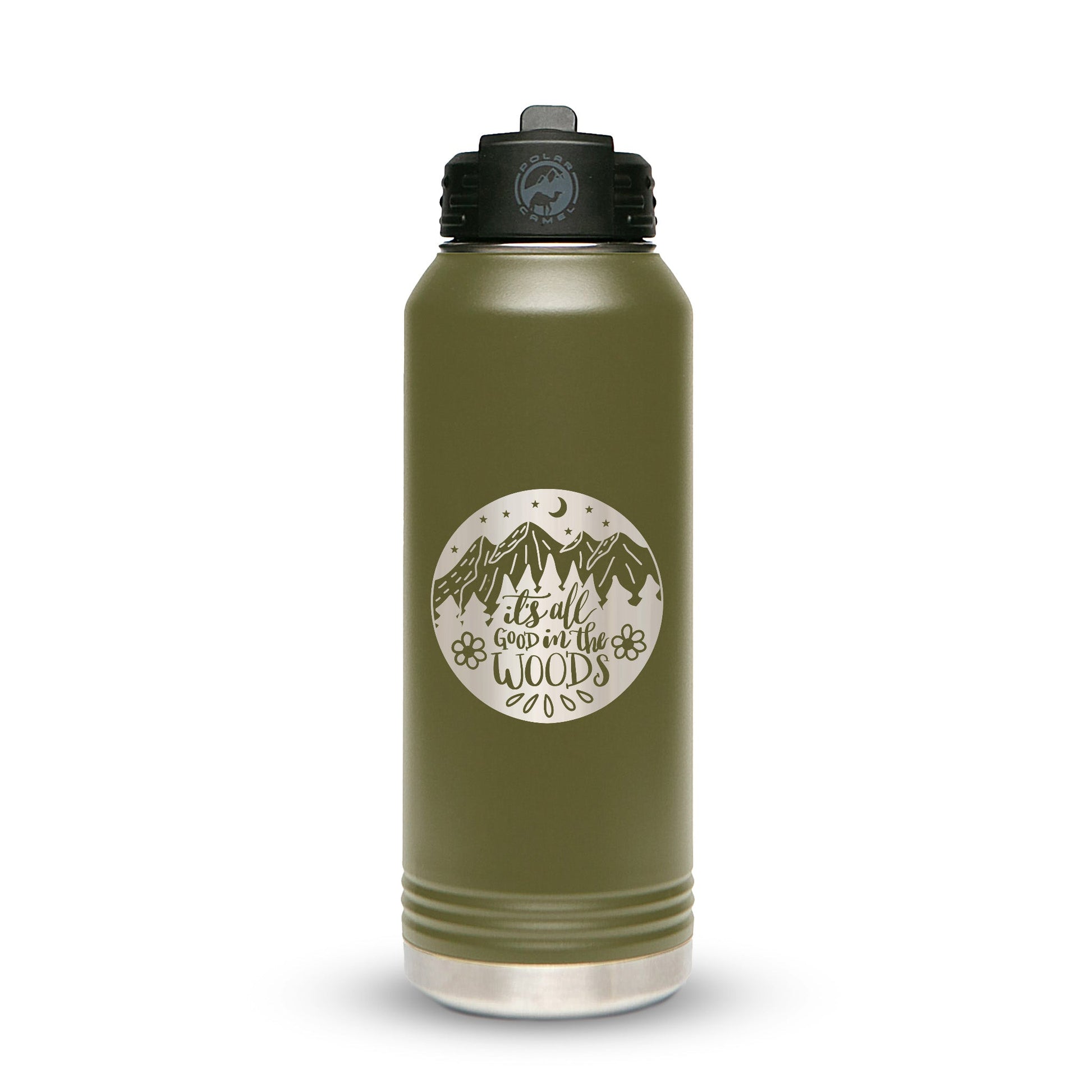 Personalized Stainless Steel 1L 32oz (1L) Bottle with Flip-Top Straw Lid - Etchified-Polar Camel®-