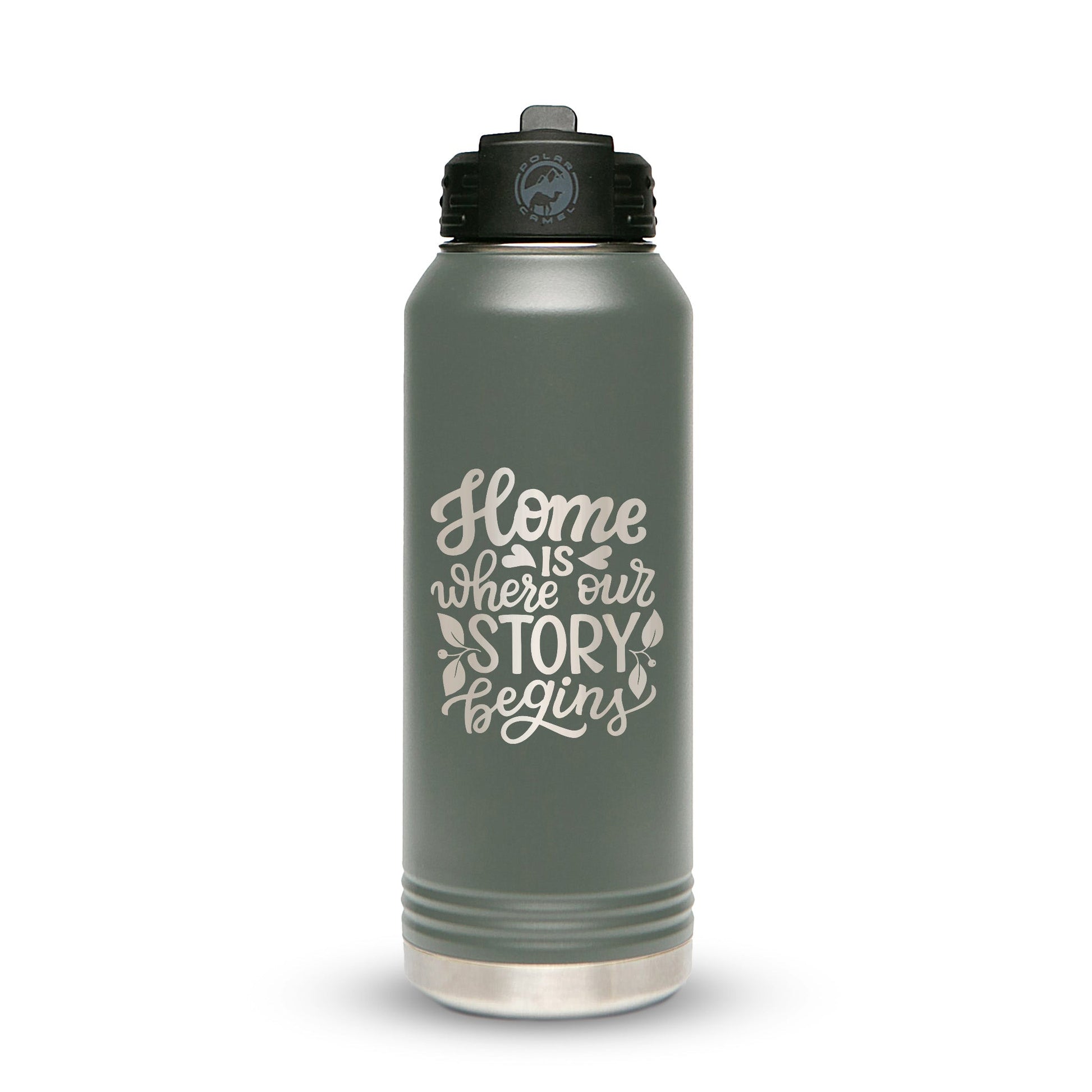 Personalized Stainless Steel 1L 32oz (1L) Bottle with Flip-Top Straw Lid - Etchified-Polar Camel®-