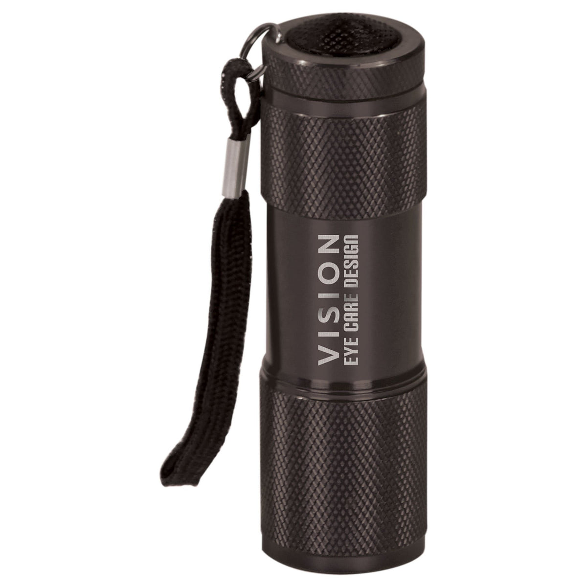 3 3/8" Black 9 - LED Laserable Flashlight with Strap - Etchified - Etchified - GFT075