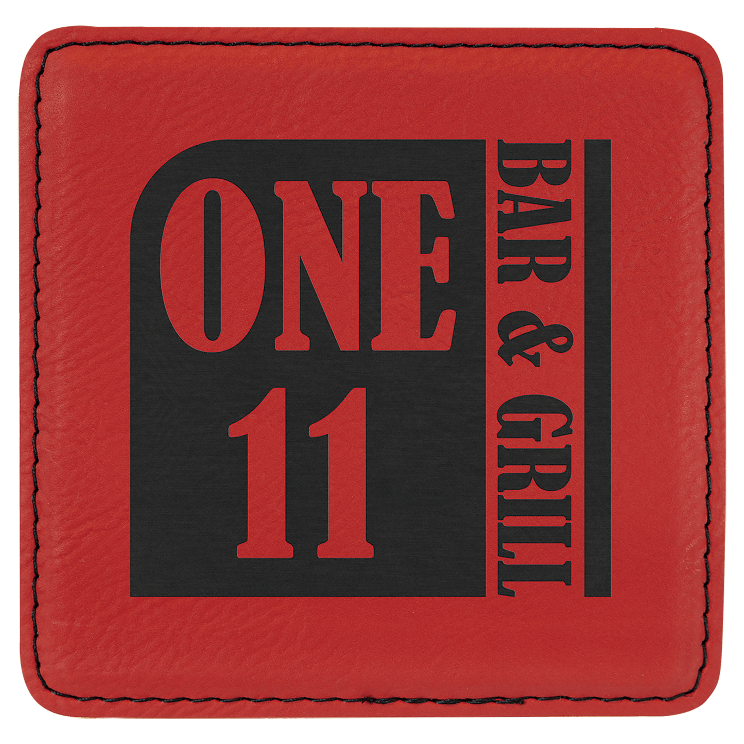 4" x 4" Custom Square Red Laserable Leatherette Coaster - Etchified - GearOne - GFT914