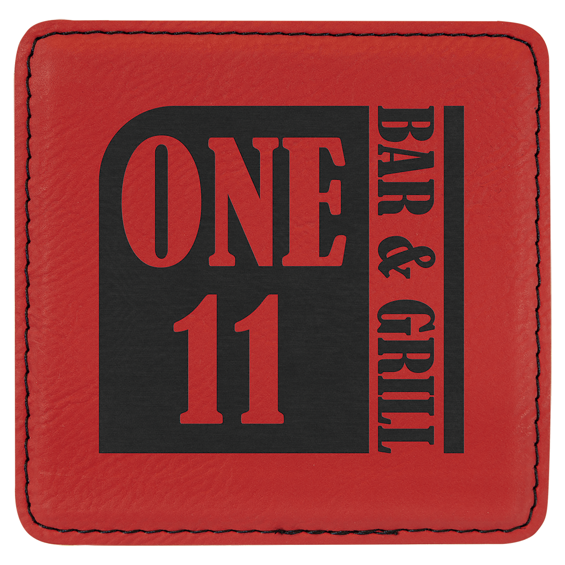 4" x 4" Custom Square Red Laserable Leatherette Coaster - Etchified - GearOne - GFT914