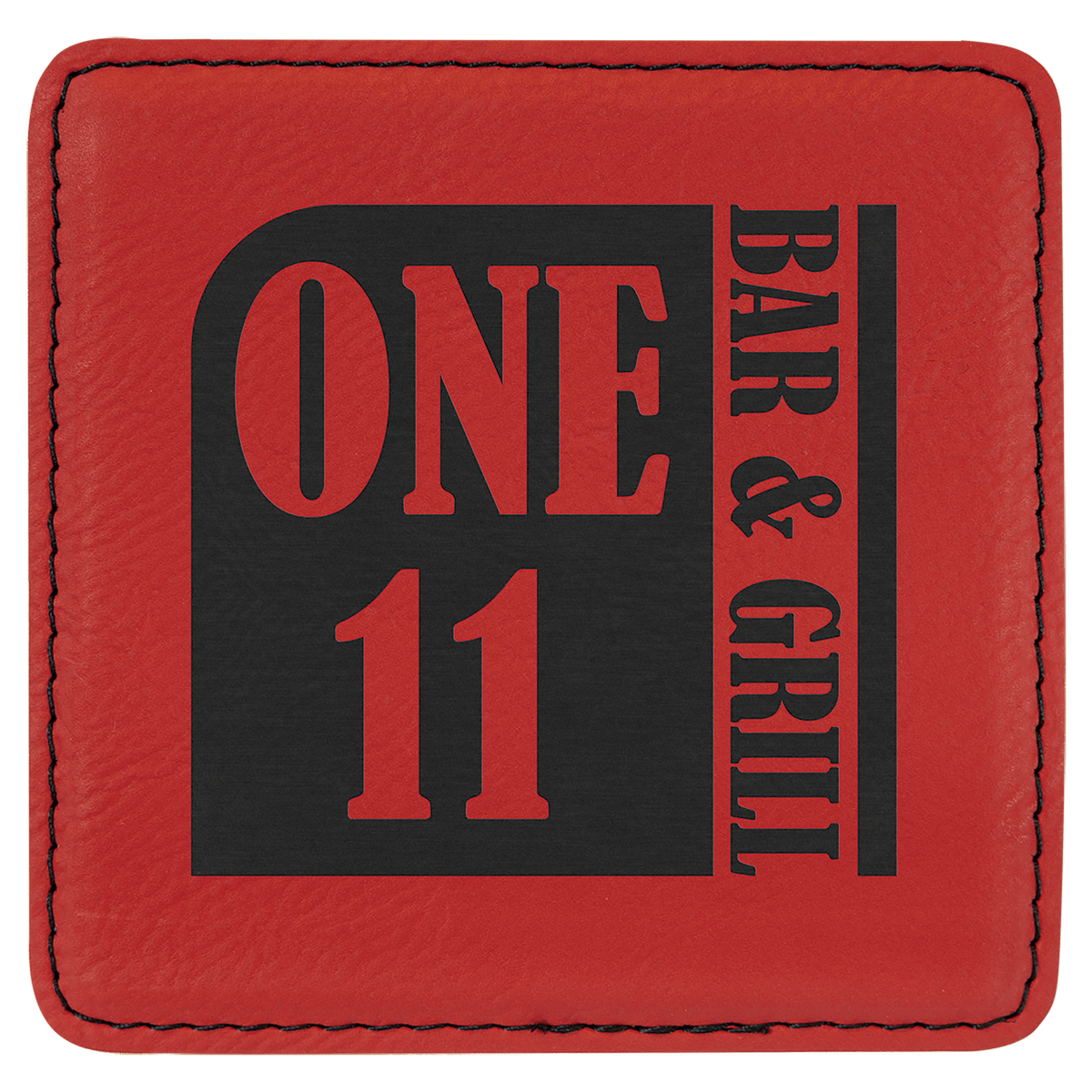4" x 4" Custom Square Red Laserable Leatherette Coaster - Etchified - GearOne - GFT914