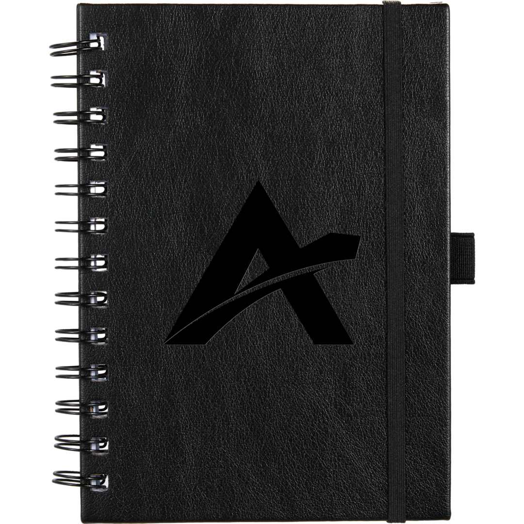 5” x 7” FSC® Recycled Morano Spiral Journal - Etchified - PCNA (Leed's/Bullet/Trimark) - 2900-58BK