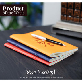 5.5” x 8” FSC ® Recycled Mano Slim Meeting Journal - Etchified - Etchified - 2900-61RD