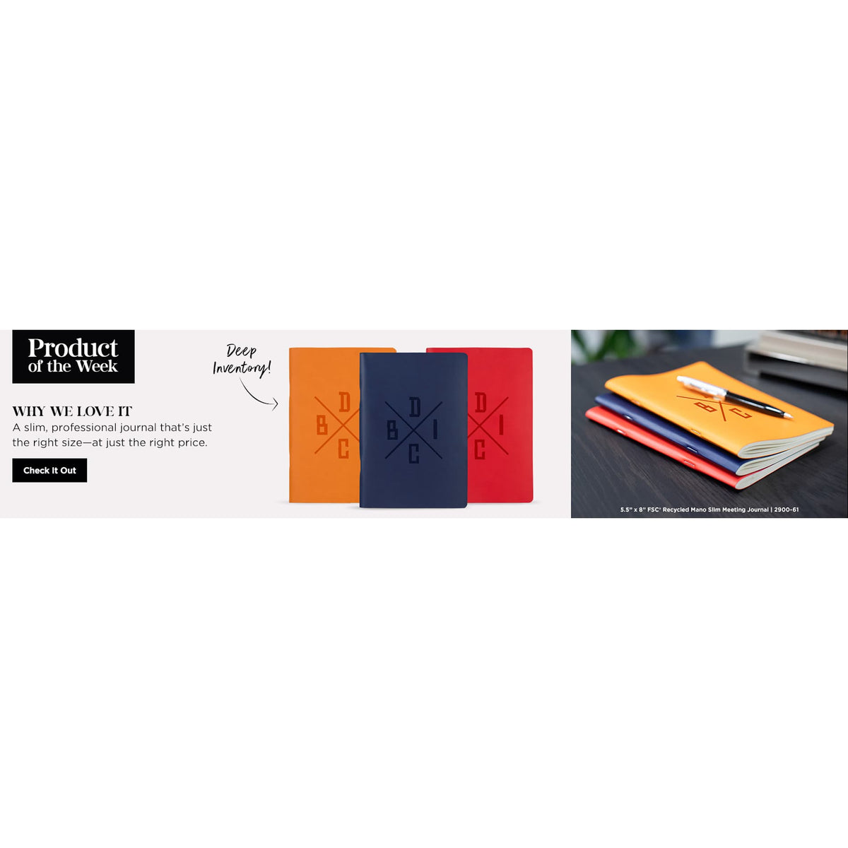 5.5” x 8” FSC ® Recycled Mano Slim Meeting Journal - Etchified - Etchified - 2900-61RD