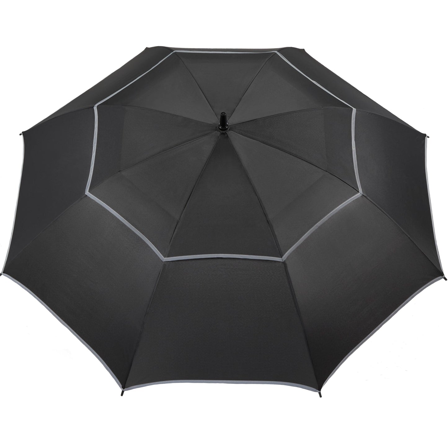 62" RPET Golf Umbrella w/ Reflective Trim - Etchified - GearOne - 5050-09BK