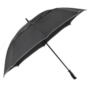 62" RPET Golf Umbrella w/ Reflective Trim - Etchified - GearOne - 5050-09BK