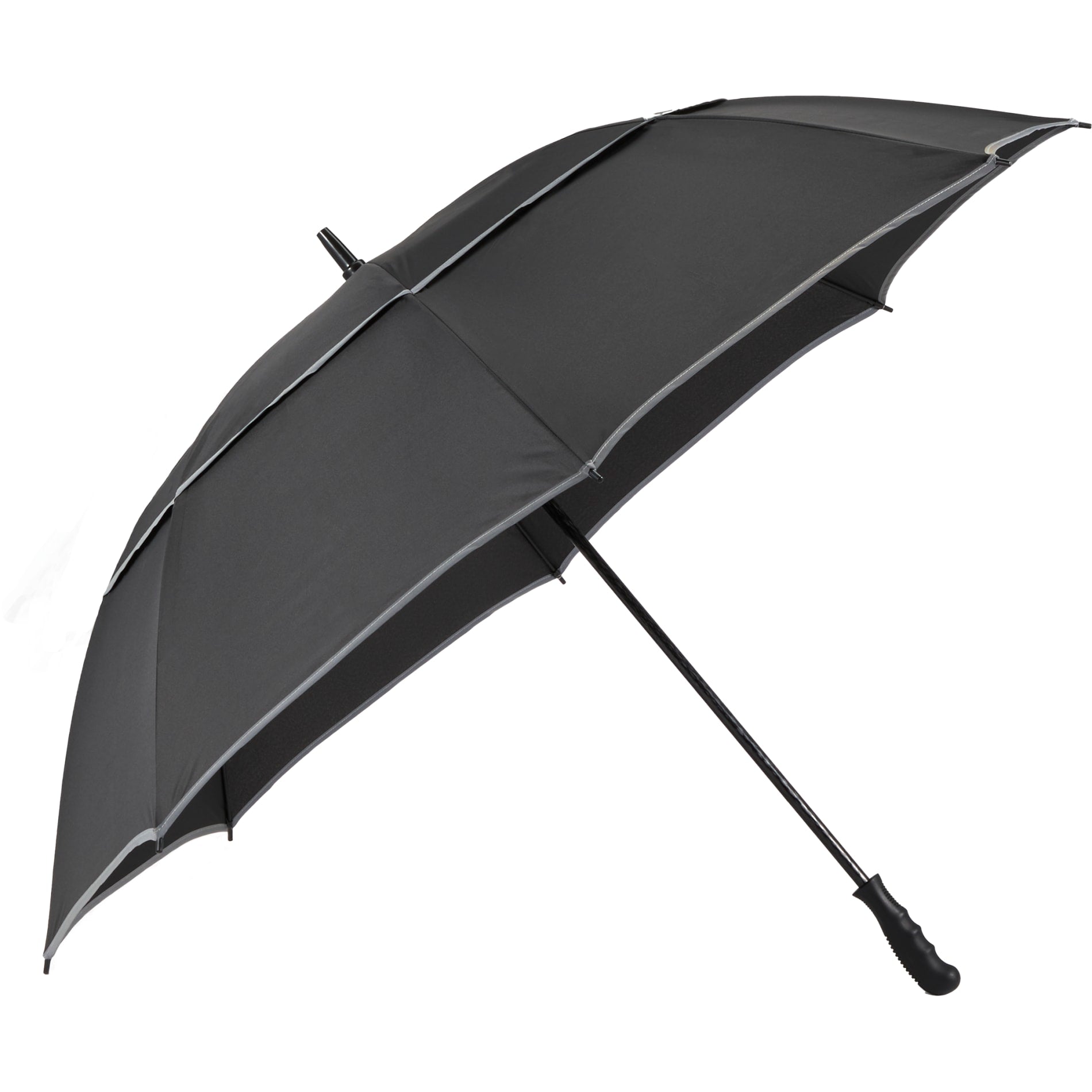 62" RPET Golf Umbrella w/ Reflective Trim - Etchified - GearOne - 5050-09BK