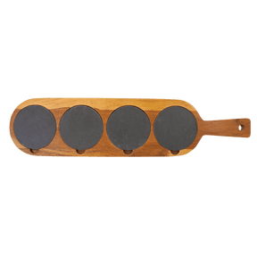 Acacia Wood/Slate Serving Board 18 1/2" x 4 1/4" - Etchified-Polar Camel-SLT078