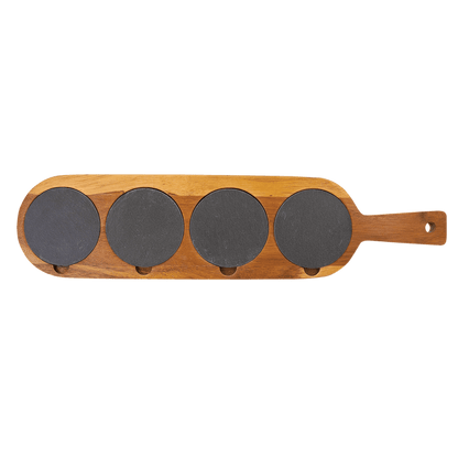 Acacia Wood/Slate Serving Board 18 1/2" x 4 1/4" - Etchified-Polar Camel-SLT078