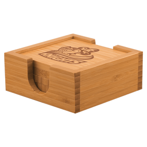 Bamboo Square 4 - Coaster Set with Holder 4" x 4" - Etchified - Etchified - CST01