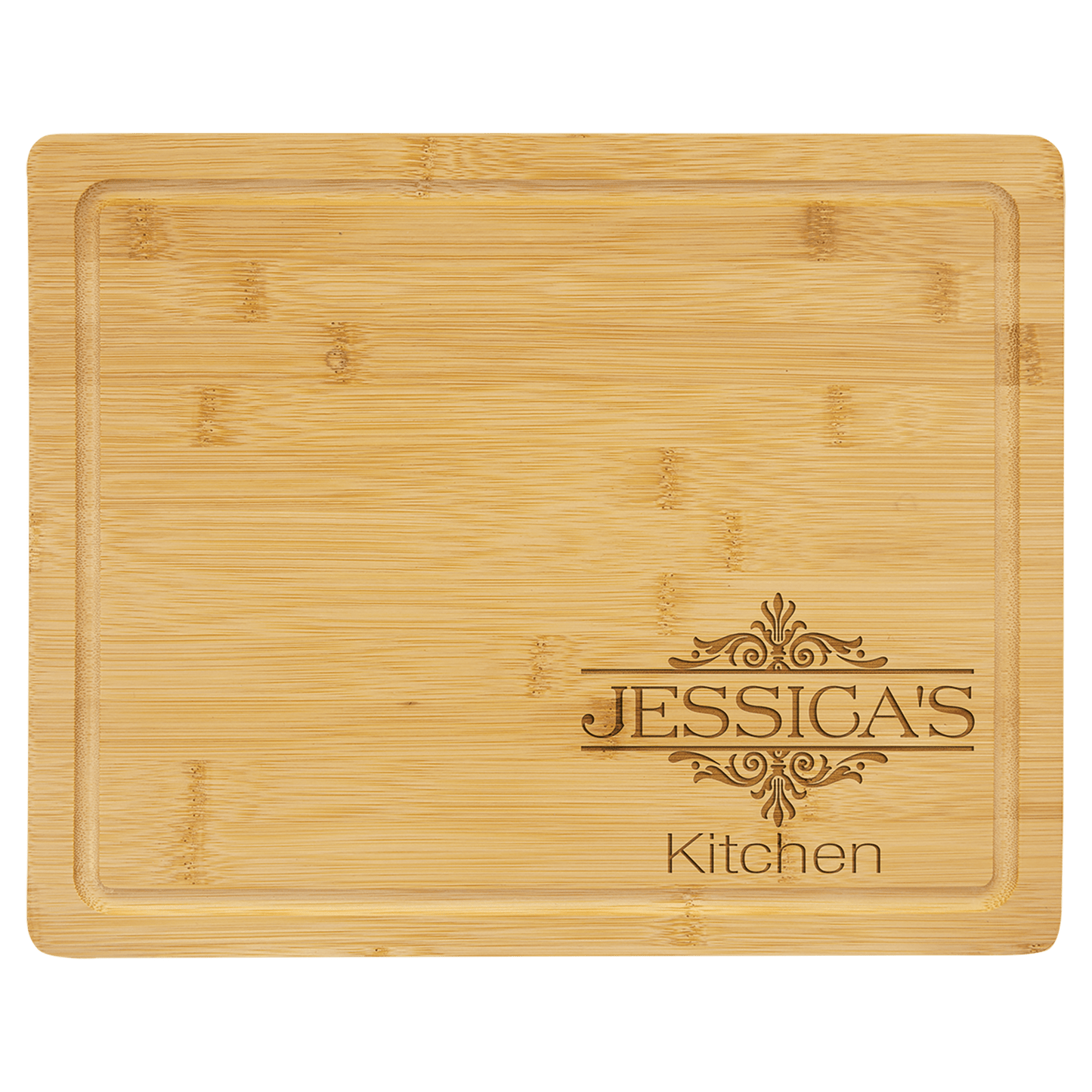 Custom Bamboo Cutting Board with Drip Ring with Laser Engraved Logo - Etchified - GearOne - GFT440