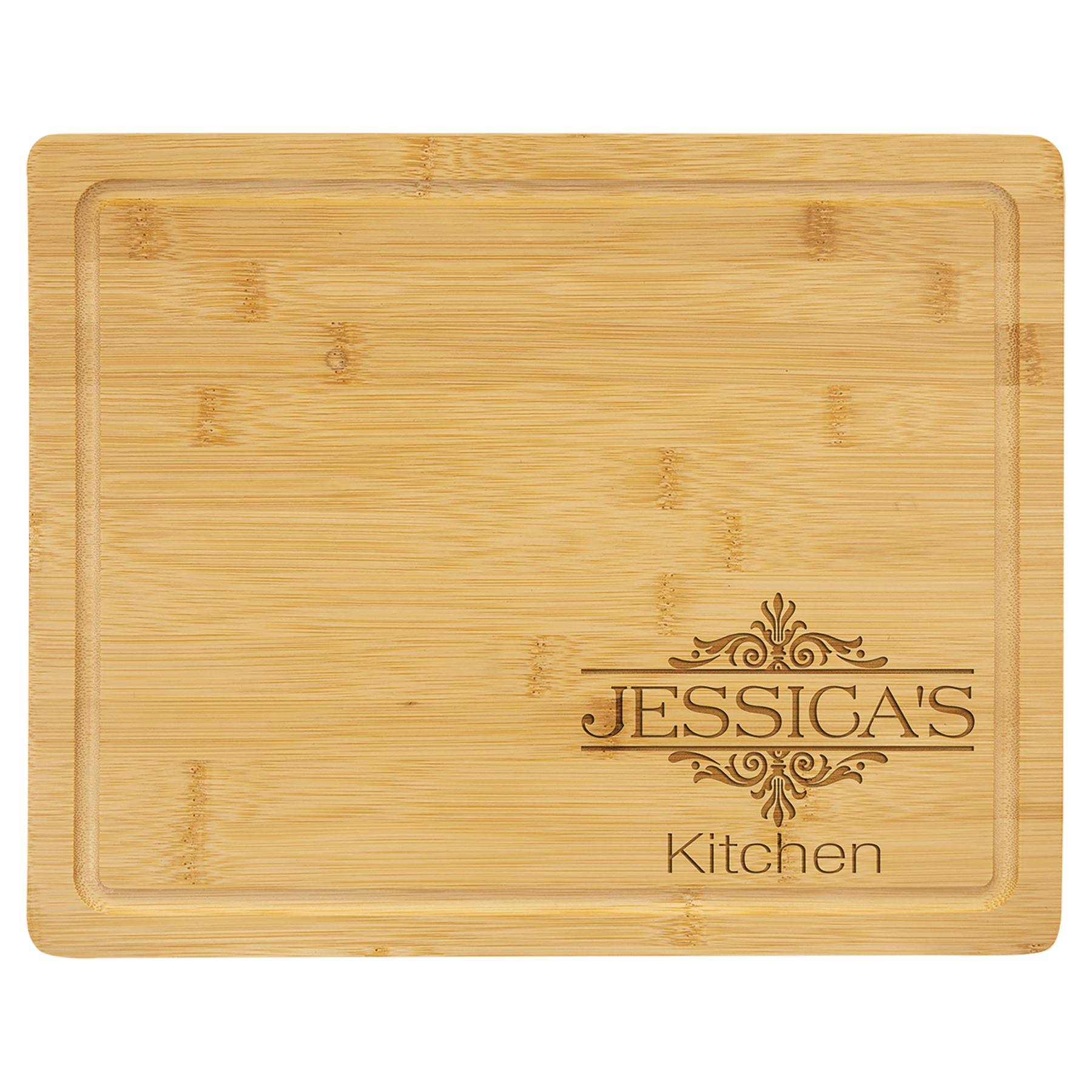 Custom Bamboo Cutting Board with Drip Ring with Laser Engraved Logo - Etchified - GearOne - GFT440