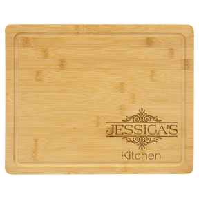 Custom Bamboo Cutting Board with Drip Ring with Laser Engraved Logo - Etchified - GearOne - GFT440