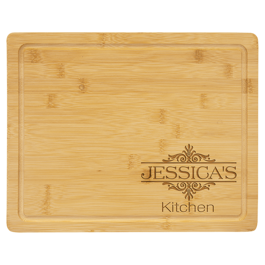 Custom Bamboo Cutting Board with Drip Ring with Laser Engraved Logo - Etchified - GearOne - GFT440