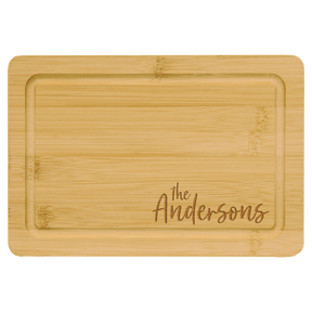 Custom Bamboo Cutting Board with Drip Ring with Laser Engraved Logo - Etchified - GearOne - GFT440