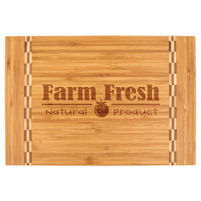 Custom Bamboo Cutting Boards with Butcher Block Inlay and Shapes - Etchified - GearOne - GFT460