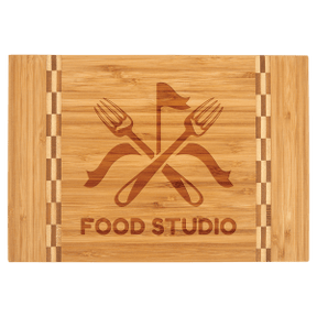 Custom Bamboo Cutting Boards with Butcher Block Inlay and Shapes - Etchified - GearOne - GFT472