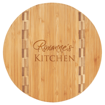 Custom Bamboo Cutting Boards with Butcher Block Inlay and Shapes - Etchified - GearOne - GFT472