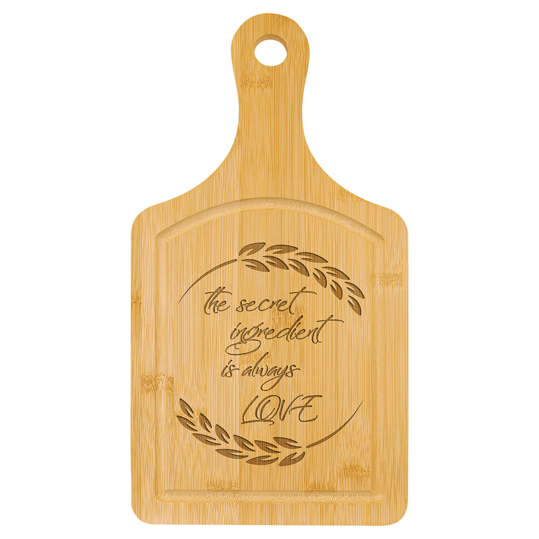 Custom Bamboo Paddle Cutting Boards with Vertical Laser Engraved Logo - Etchified - GearOne - GFT448