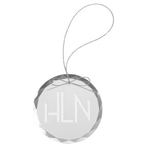Custom Laser Engraved Clear Round Glass Ornament with Silver String 3 1/4" - Etchified - GearOne - CGS101
