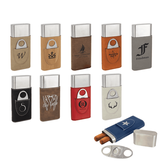 Custom Laserable Leatherette Cigar Case with Cutter Sample Set - Etchified - GearOne - GFT1000SET3