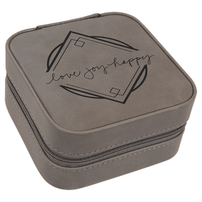Custom Laserable Leatherette Travel Jewelry Box with Tan Lining 4" X 4" - Etchified - GearOne - 
