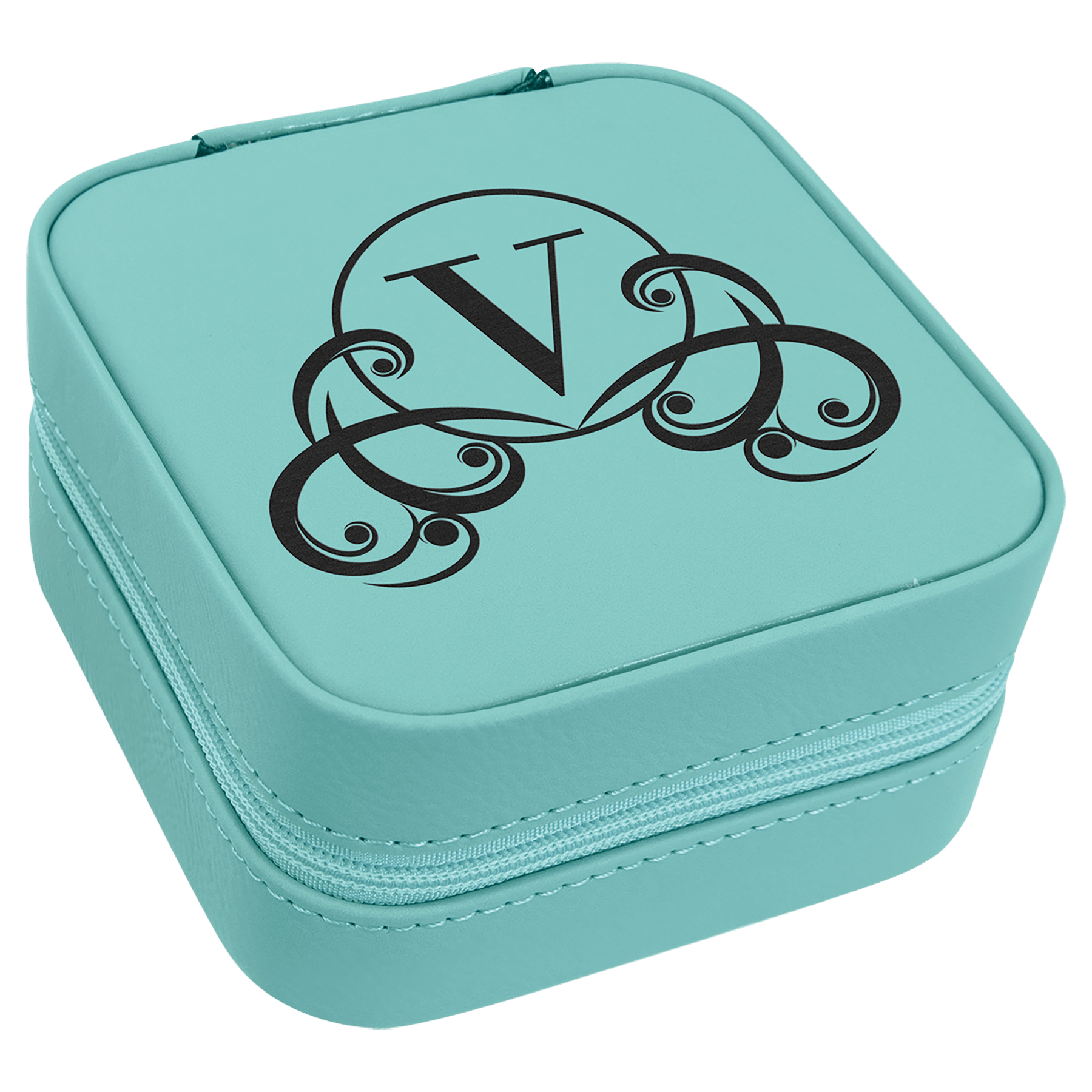 Custom Laserable Leatherette Travel Jewelry Box with Tan Lining 4" X 4" - Etchified - GearOne - 